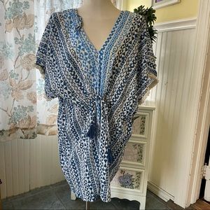 Roller rabbit Medium swim coverup blues w/ fringe